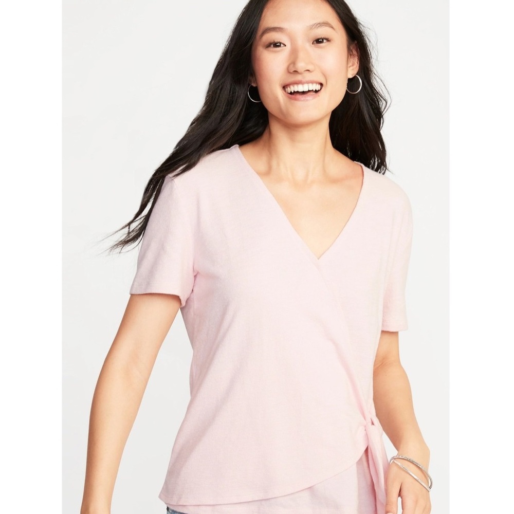 Old Navy Pink Wrap Front & Side Tie Top